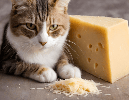 cat eating permesan cheese